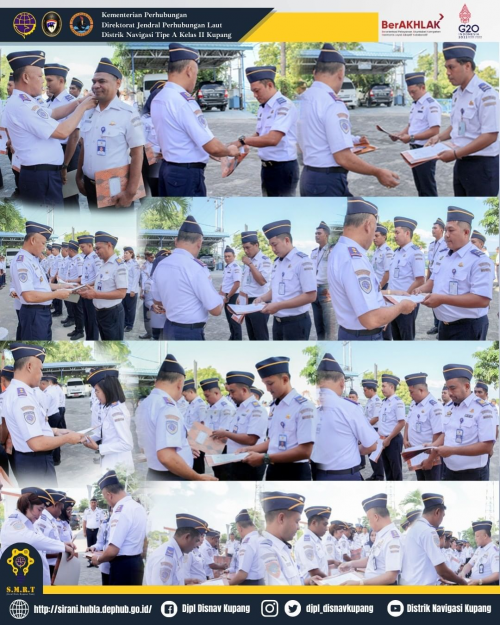 Giat apel pagi & Penyerahan SK Kenaikan Pangkat Reguler bagi 27 orang pegawai dan Kenaikan Pangkat penyesuaian ijasah bagi 3 orang pegawai