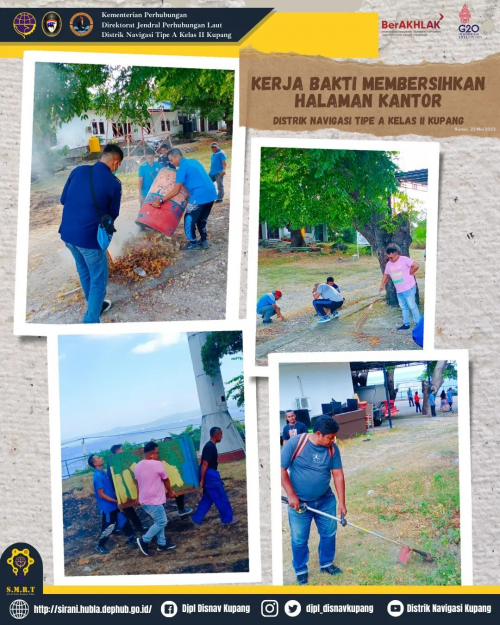 Kerja bakti bersama membersihkan lingkungan kantor.