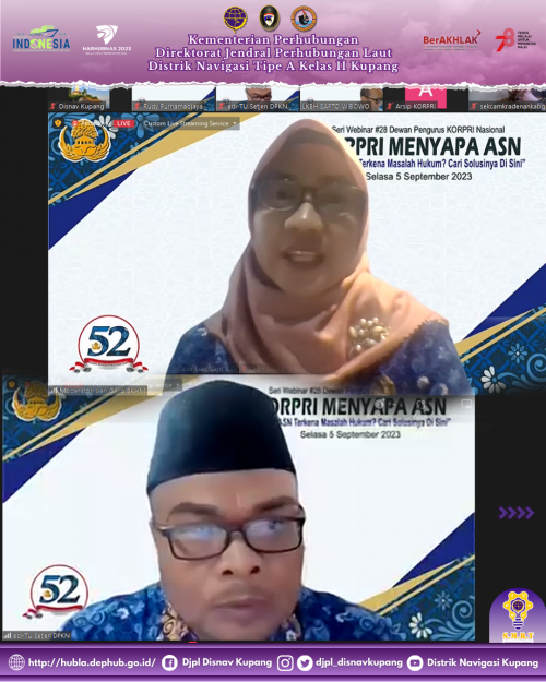 Kegiatan webinar yang merupakan seri webinar KORPRI Menyapa ASN ini bertemakan "ASN Terkena Masalah Hukum ? Cari Solusinya Di Sini"