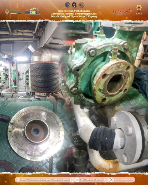 Penggantian Filter Udara Motor Bantu 1, Pemasangan Bearing dan Impeler pada Pompa Pendingin Air Cooler serta Penutupan sementara Kebocoran Pipa Air Laut.