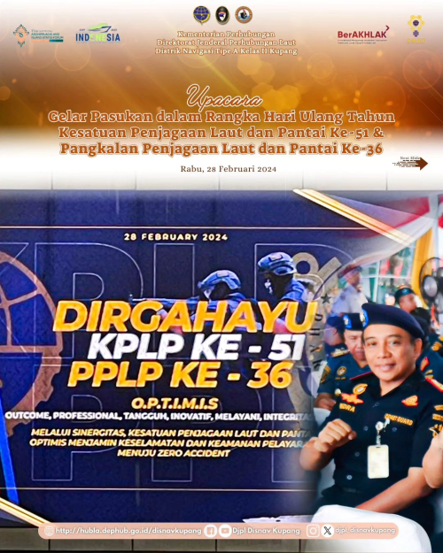 Upacara Gelar Pasukan dalam rangka Hari Ulang Tahun Kesatuan Penjaga Laut dan Pantai Ke-51 & Pangkalan Penjagaan Laut dan Pantai Ke-36