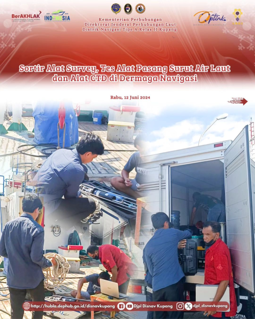 Sortir Alat Survey, beserta tes alat pasang surut air laut dan alat CTD di Dermaga Navigasi Kupang