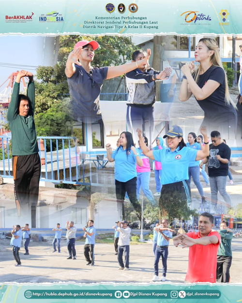 Giat Jumat Sehat dengan melakukan Senam Pagi Bersama di Lingkungan Distrik Navigasi Tipe A Kelas II Kupang dengan Dharma Wanita Persatuan (DWP)