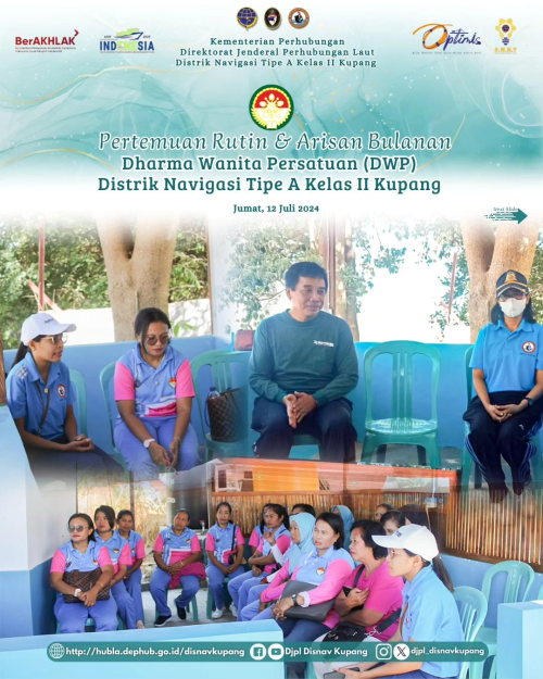 Dharma Wanita Persatuan (DWP) Distrik Navigasi Tipe A Kelas II Kupang melaksanakan Pertemuan Rutin dengan agenda kegiatan Yaitu Senam Bersama dan Arisan Bulanan yang bertempat di gedung Kantin Kantor Distrik Navigasi Tipe A Kelas II Kupang