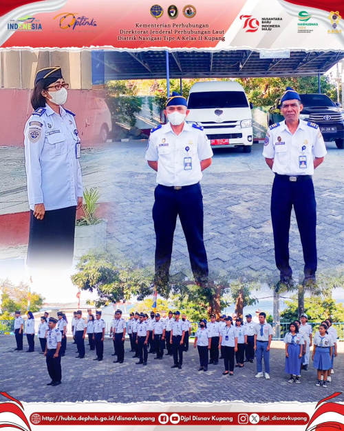 Giat Rutin Apel Pagi yang dipimpin oleh Kasie Alur Pelayaran dan Telkompel Bapak Arianto Baki Boni, S.Si. dengan Komandan Apel Bapak Fransiskus H. Hura Masinis III KN.