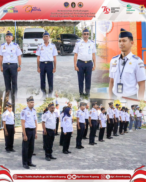 Giat Rutin Apel Pagi yang dipimpin oleh Koordinator Instalasi SBNP Bapak Mulyanto I. Djami, S.E. dengan Komandan Apel Bapak Muhammad Andriyanto Mualim II KN.Mina