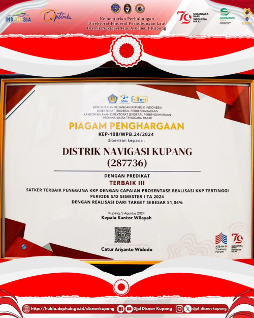 Satker/Perbankan Penerima Intress Award Kinerja Anggaran Semester I TA.2024 Lingkup Provinsi NTT, dengan mengangkat tema "Wujudkan APBN TA.2024 Berkualitas dan Akuntabel, Menyambut Nusantara Baru Indonesia Maju"