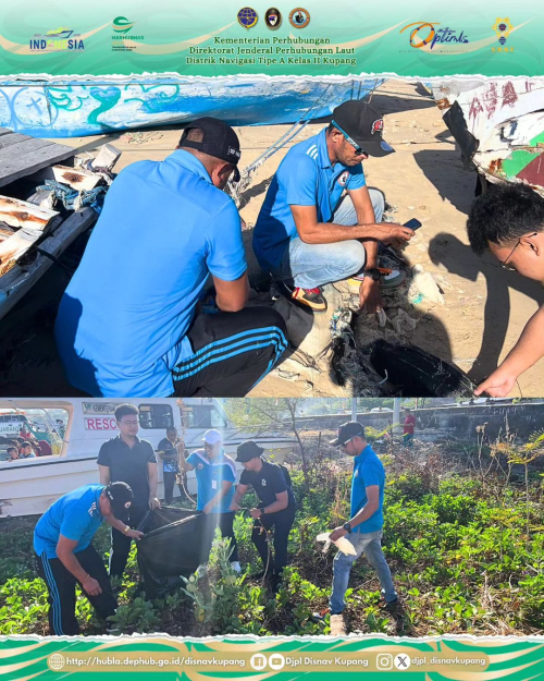 Kegiatan Bersih Pantai dalam rangka memperingati Hari Perhubungan Nasional (HARHUBNAS) tahun 2024 yang bertempat di Pantai Namosain Kupang