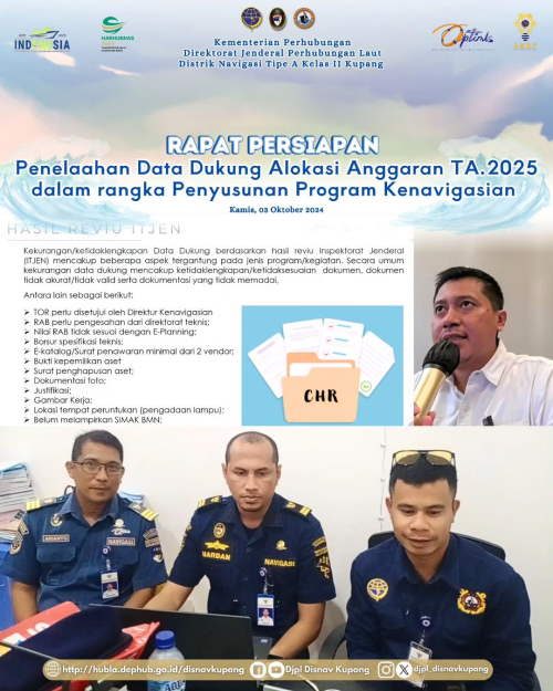 Rapat Persiapan Penelaahan Data Dukung Alokasi Anggaran TA. 2025 dalam rangka Penyusunan Program Kenavigasian