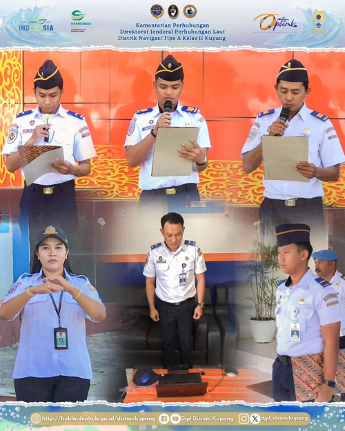 Giat Rutin Apel Pagi yang dipimpin oleh Koordinator Intalasi Telkompel Bapak Fred L. Tempomona, SH. dengan Komandan Apel Bapak Hendrik Yacob Djokaho Mualim II KN.Nipa