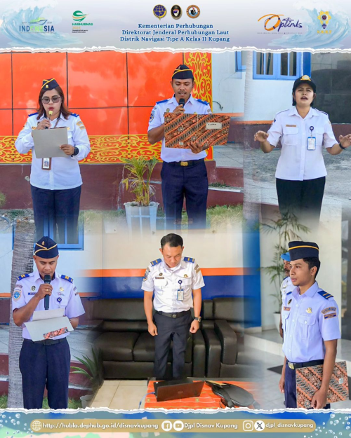 Giat Rutin Apel Pagi yang dipimpin Oleh Kepala Seksi Alur Pelayaran dan Telkompel Bapak Arianto Baki Boni, S.Si. dengan Komandan Apel Bapak Mustafa, S.Sos Koordinator Intalasi Pengamatan Laut