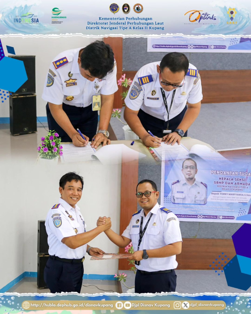 Pengantar Tugas Kepala Seksi SBNP dan Armada Bapak Yorry Marfyansa, S.Sos. yang telah dilantik menjadi Kepala Seksi SBNP dan Armada pada Kantor Distrik Navigasi Tipe A Kelas III Tanjung Intan
