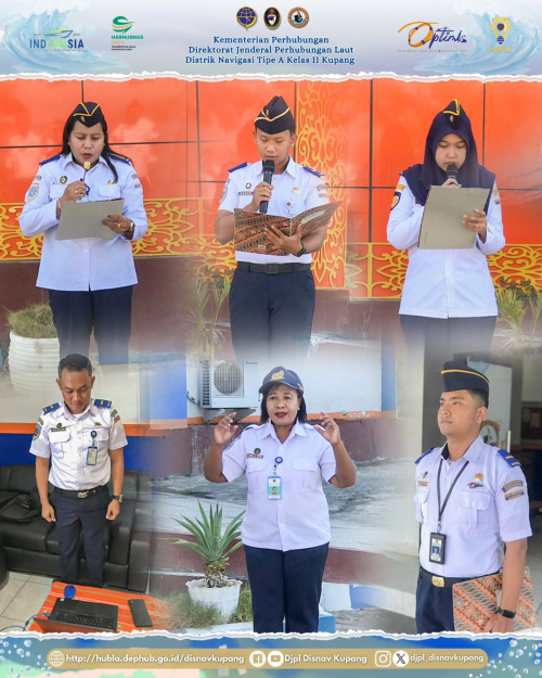 Giat Rutin Apel Pagi yang dipimpin Oleh Koordinator Instalasi Kapal Negara Bapak Lazarus Bole Padi, SH. dengan Komandan Apel Bapak Vanugie Febya Maher, S.Tr.Pel