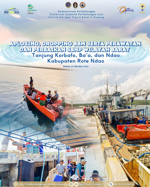 Aplosing, Dropping BBM serta Perawatan dan Perbaikan SBNP Wilayah Barat (Tanjung Korbafo, Ba'a dan Ndao) Kabupaten Rote Ndao.