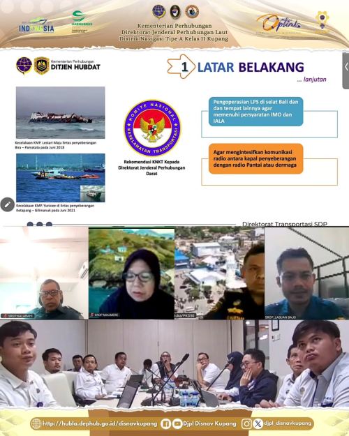 Pemaparan dan Pembahasan Teknis terkait Permohonan Sertifikat Standar Penyelenggaraan VTS Instansi Pemerintah dan Sertifikat Standar Penetapan Frekuensi Marine untuk Komunikasi Stasiun Radio Pantai (SROP)