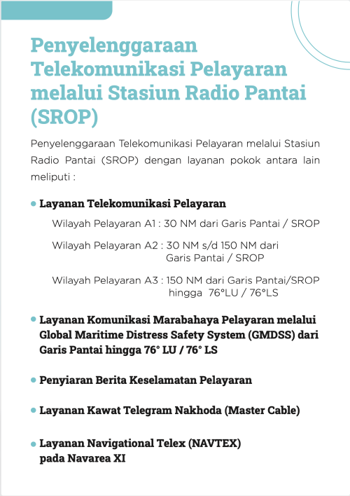 PENYELENGGARAAN TELEKOMUNIKASI PELAYARAN MELALUI STASIUN RADIO PANTAI (SROP)