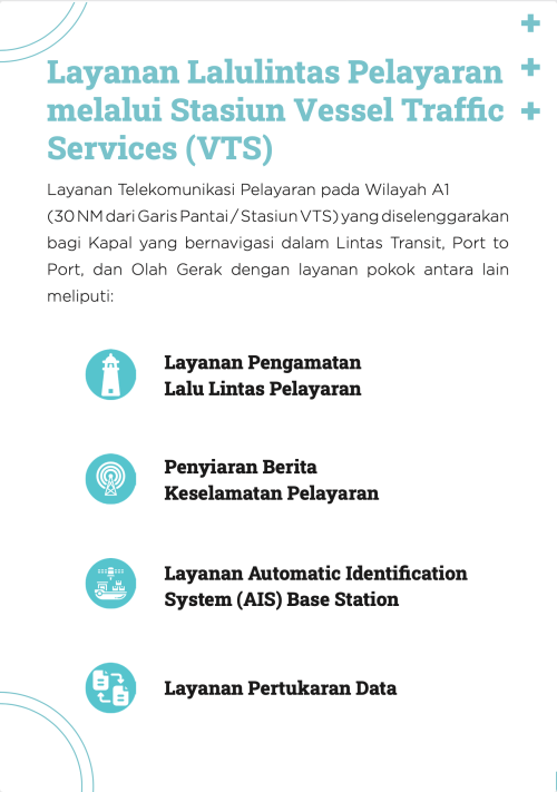 Layanan Lalulintas Pelavaran + melalui Stasiun Vessel Traffic + Services (VTS)