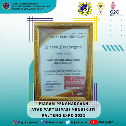 KSOP Kelas III Sampit mendapatkan penghargaan sebagai “Booth Terbaik III” Kalteng Expo