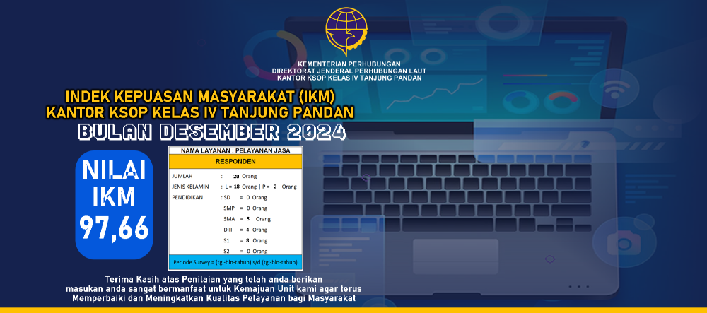 NILAI IKM BULAN DESEMBER TAHUN 2024 KANTOR KSOP KELAS IV TANJUNG PANDAN