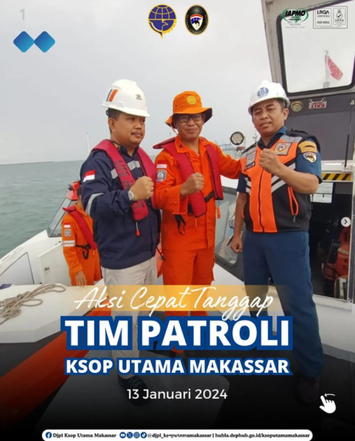 Aksi Cepat Tanggap Tim Patroli milik KSOP Utama Makassar.