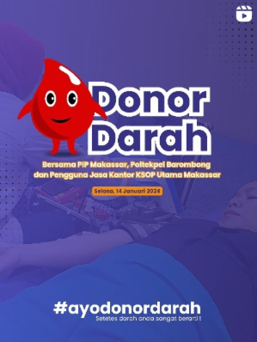 Kantor Kesyahbandaran dan Otoritas Pelabuhan Utama Makassar mengadakan Donor Darah yang merupakan kerjasama dengan PMI Kota Makassar.